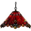 Bieye L30059 Lampadario a sospensione in vetro colorato in stile Tiffany barocco con paralume fatto a mano largo 17 pollici (rosso)