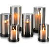 Hewory Portacandele a Uragano Nero: Set di 6 portacandele in vetro per candele a colonna, lanterna decorativa con vassoio in metallo per il soggiorno, tavolo da pranzo, centrotavola