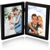 Baieye Cornice Foto Doppia,Cornici Foto in Legno 10x15cm,Portafoto da Tavolo Pieghevole,Adatto a Famiglia,Amici,Decorazioni per la Casa,Matrimoni(Nero)