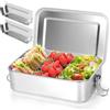 FoiiLiio Lunch Box acciaio Inox Con 2 Scomparti,2400ML Lunch Box In Acciaio Inossidabile,Bento Box in Acciaio Inossidabile,Porta pranzo acciaio inox,Schiscetta Pranzo per Adulti,23 x 16 x 7 cm