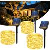 Hoteril Luci Solari Esterno, [3 Pacchi]17M 150LED Catena Luminosa Esterno SolareIP65 lmpermeabili 8 Modalità Filo diRame Luci Solari da Giardino DecorativePer Festa, Matrimonio, Giardino, Natale.Patio