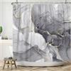 ASDCXZ Tenda da doccia in marmo, 240 x 180 cm, moderna, astratta, grigio, oro, bianco, effetto marmo, tessuto lavabile, tenda da doccia in poliestere, impermeabile, per vasca da bagno con 12 ganci