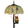 Bieye L30840 Lampada da terra in vetro colorato stile Tiffany Wisteria Gold Laburnum con luce notturna a forma di gufo, doppia illuminazione a 4 luci,45 cm x 165 cm (foglia d'acero rossa)