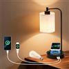 Hestia Nest Lampada da Comodino LED con Caricabatterie Wireless e Porte di Ricarica USB A+C, Luminosità Regolabile, Luce Notturna Bambini, Abat Jour Comodino, Camera da letto, Lampada da Scrivania, Lampada Tavolo