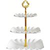 Lahviuu Alzatina per Dolci 3 Piani - Vassoi per Torte e Frutta in Plastica Bianca - Porta Caramelle da Tavolo - Alzata per dessert per Buffet Matrimoni Compleanni