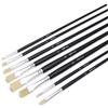 Elan Set di Pennelli Punta Piatta Corta (Bright), 8 Pezzi Pennelli Sintetici Punta Piatta Corta tipo Setola di Maiale, Manico Lungo per Pittura a Olio