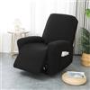 Hearda Copripoltrona Relax Reclinabile Elettrica Universale, Nero Jacquard Fodere per Poltrona Relax 1 Posto, Elasticizzato Copridivano Reclinabile con Tasca Rimovibile