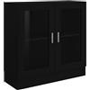 Homgoday Vetrine, libreria con ante in vetro, mobiletto autoportante per soggiorno, ufficio, credenza con scaffalatura, nero, 82,5 x 30,5 x 80 cm, in legno ingegnerizzato