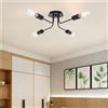 Chao Zan Lampadario Moderno, Plafoniera Vintage Soggiorno E27,Plafoniera Soffitto Con Bracci 4, Lampada a Sospensione per Camera da Letto Cucina Corridoio (Senza Lampadina) (nero, 4 Teste)