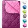 wometo Piumone estivo in microfibra, design reversibile, 200 x 200 cm, OekoTex, colore viola e rosa, adatto per il campeggio e le giornate più calde, utilizzabile come copriletto