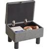 Aibiju Piccolo Poggiapiedi Ottomano Portaoggetti con Gambe in Legno, Poggiapiedi in Lino, Pouf Sgabello Cambio Poggiapiedi per Soggiorno Camera da Letto Ingresso Ufficio, Grigio Chiaro, YD-JD1364