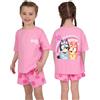 BlueY Set Maglietta Bambina E Shorts, Set T Shirt Bambino E Shorts Bambino Bingo, Vestiti Bambina Estate, Rosa 5-6 Anni