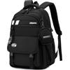 Amythe Zaino Scuola Media e Superiore per Ragazzo, 2025 Grande Zaino Scuola Ragazzi Impermeabile per 15.6 Laptop, Zaini da Viaggio Casual Leggero e Moda, 29L-Nero