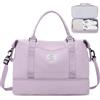 SEAFEW Borsone da Viaggio Donna, 45x36x20 Easyjet Bagaglio a Mano Borsa da Viaggio con Scomparto per le Scarpe, Borsa Sportiva Borsone da Palestra Grande, Borsa da Weekend,L7-Viola chiaro