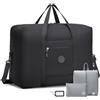BAGZY Bagaglio a Mano 55x40x20 Ryanair Lufthansa Pieghevole Borsone da Viaggio Estendibile 45L Grande Borsa Palestra Borsa da Cabina Impermeabile Borsoni Sportiva per Weekend Uomo Donna Nero