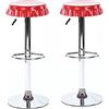 BAKAJI Set 2 Sgabelli Bar E Cucina Alti Forma Tappo Di Bottiglia Girevoli Poggiapiedi Cromo/Rosso Casa Cucina Soggiorno Sala Da Pranzo Home Design Sgabello