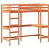 vidaXL Letto Soppalco con Scrivania Marrone Cera 75x190 cm Legno Pino