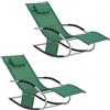 SoBuy Set di 2 sedie a dondolo da esterno Poltrone sedie sdraio da giardino con cuscino e poggiatesta portata fino a 150 kg Verde Scuro OGS28-WDX2