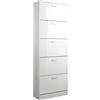 BAKAJI Scarpiera Salvaspazio Slim Portascarpe in Legno MDF con 5 Ante Laccate Bianco Lucido Porta Scarpe a Ribalta e Doppia Profondità Dimensioni 59 x 22 x 169,5 cm
