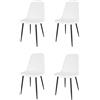 KEKOHOME Set 4 sedie sala da pranzo SOLE gambe in acciaio nero opaco, tessuto bianco