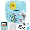 Dhapy Fotocamera istantanea per bambini, 48 MP, fotocamera istantanea per bambini, con scheda da 32 GB, carta da stampa, 1080P, fotocamera digitale per bambini, regali per ragazzi - blu