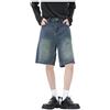 Faonkeew Baggy Jeans Pantaloncini da uomo estivi corti jeans Hip Hip Jeans estivi leggeri in stile cargo streetwear Loose Fit Vintage a forma di gamba, Blu, M