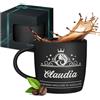 Maverton Tazza da caffè latte o tè in ceramica - 400 ml - Incisione personalizzata - Bicchiere con manico per bevande per Lei - Tazze da colazione per compleanno donna - Interno nero - principessa