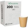 ecodrinks - 200 Bicchieri Carta - Per Acqua, Cocktail, Bevande Calde e Fredde - Biodegradabili, Eco-friendly e Made in Italy (Avana, 180ml)
