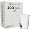 ecodrinks - 200 Bicchieri Carta Bianco da 180ml - Per Acqua, Cocktail, Bevande Calde e Fredde - Biodegradabili, Eco-friendly e Made in Italy
