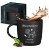 Maverton Tazza da caffè latte o tè in ceramica - 400 ml - Incisione personalizzata - Bicchiere con manico per bevande per Lei - Tazze da colazione per compleanno donna - Interno nero - oroscopo
