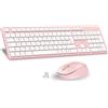 LeadsaiL Tastiera e Mouse Wireless, Kit Mouse e Tastiera Senza Fili per Computer USB 2,4 GHz, Full Size, Silenzioso, Ergonomico, Tastierino Numerico, Layout Italiana QWERTY per HP/Lenovo/Mac-Rosa