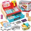 KIZJORYA 2025 Registratore di Cassa Giocattolo in Legno con Calcolatrice Scanner Giochi per Bambini 3+ Anni, Giocattoli per Negozi di Giochi Finti Regali Educativi per Ragazze Ragazzi 3 4 5 6 7 Anni, Rosso&Blu