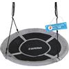 ZERRO Altalena a Nido Ø 120 cm, Portata 150 kg Rregolabile da Esterno/Interno Rotonda per Bambini e Adulti da Giardino,Grigio