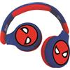 Lexibook, Spider-Man, Cuffie Bluetooth 2 in 1 Stereo Wireless Wired, Volume sicuro per bambini, pieghevoli, regolabili, rosso/blu, HPBT010SP