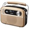MEDION Radio solare portatile DAB+ E66809 (design retrò, pannello solare, Bluetooth, DAB+ FM, batteria ricaricabile integrata, porta USB, AUX) rame