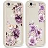Phoona 2 pezzi Cover per iPhone 8/SE 2022/7/SE 2020 4.7, Cellulare Silicone Morbido Custodia telefono Aesthetic Motivo Disegno Protezione Fotocamera Antiurto AntiGraffio Case Ragazze, Bianco-Fiori33