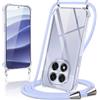 Coiwxmoi Cover per Xiaomi Redmi Note 14 PRO 5G/Poco X7 5G con Cordino 6,67,Trasparente Custodia con Laccio Tracolla Corda Catena Cinghia,Ultra Morbido Silicone TPU Antiurto Case, Viola