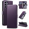 Yunubeyii Cover Libro per Samsung Galaxy S24 Ultra,Viola | Blocco RFID,Luxury PU Pelle,Portafoglio,Card Holder,Magnetic Phone Custodia,Kickstand,Protettiva,Antiurto