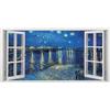 Inspire Stampa su tela Finestra notte Rodano, blu 70 x 140 cm