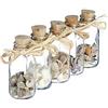 Relaxdays Bottigliette Deco con Conchiglie, Set da 5, Arredo Marino da Bagno, Mini Vasetti, Naturale