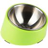 SuperDesign Ciotola inclinata a 15° per cani e gatti, ciotola inclinata per bulldog, ciotola per cani e gatti, antiscivolo e antigoccia, più facile da raggiungere il cibo M/1 tazza verde
