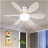 BomKra Ventilatore da Soffitto Con Luce e Telecomando, E27 Plafoniera Led Soffitto Super Silenziosa, Lampadario con Ventilatore da Soffitto, Velocità, Luminosità, Memoria, Tempistica
