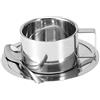 Nikou Set di 3 Tazze da Caffè in Acciaio Inox 304, Tazza da tè al latte con doppio strato di isolamento, Cucchiaio, Piattino, Forniture da Cucina, Argento, 200ml
