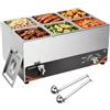 DULNICE Scaldavivande Elettrico bagnomaria Bain Marie Professionale, pomello in Metallo, Acciaio Inossidabile per Buffet con 6X 1/6 Pentole con coperchi, con 2 Cucchiaio da Minestra, con Rubinetto