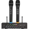 LiNKFOR Microfono Senza Fili per Karaoke Bluetooth 4.2 Set di Microfoni Wireless UHF Sistema Professionale di Microfoni Portatili Bluetooth Echo con Cavo Audio 6,35mm/RCA per Matrimoni Feste DJ Chiese