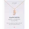 LUUK LIFESTYLE Collana con ciondolo Cavalluccio marino e acciaio inossidabile (50 cm), carta HAPPINESS, portafortuna, gioielli elegante, idea regali donna, lei, ragazza, compleanno, oro rosa