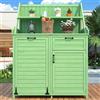 Lexiou Armadio da giardino in legno, con ripiani, per esterni, da giardino, per terrazze, balcone, casetta degli attrezzi, mobili da giardino, verde