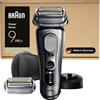 9617 Braun Serie 9 PRO + Rasoio Elettrico Barba, Wet&Dry, 5+1 Lame Di Precisione Ultra Sottili, Regolabarba Uomo, Rasoio Barba, 60 Min Utilizzo, Testina di Ricambio Extra,Base Di Ricarica, 9617PSI, Argento