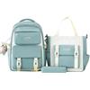 Amythe Zaino Scuola Elementare Bambina 3 Pezzi, Set Zaini Bambina Set 6-12 anni con Borsa della Spesa e Astuccio per Matite, Zainetto Ragazza per la Scuola-Verde