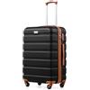 COOLIFE Valigie Valigia Trolley rigido ultraleggero e capiente,Chiusura a combinazione laterale con TSA, 4 ruote per facilitare il trasporto (Marrone scuro, 77cm)